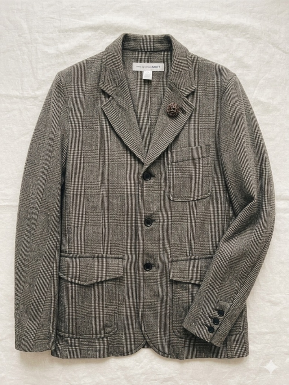Comme des Garcons Shirt Black and White Houndstooth Wool Jacket Label